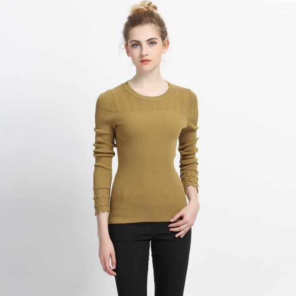 

[chens sister] women slim tight bottoming knitted pullovers high elastic solid o-neck long sleeve winter sweater1, White;black