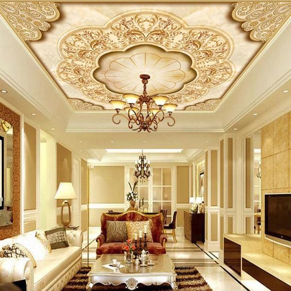 

wallpapers custom 3d po wallpaper european style flower pattern ceiling decoration mural living room bedroom painting