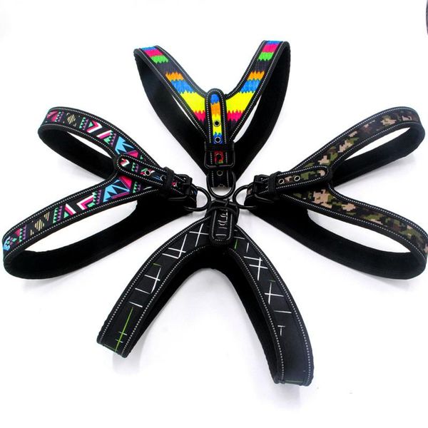 

dog collars & leashes reflective large harness leash set colorful safety comfortable soft strap vest walking for medium dogs