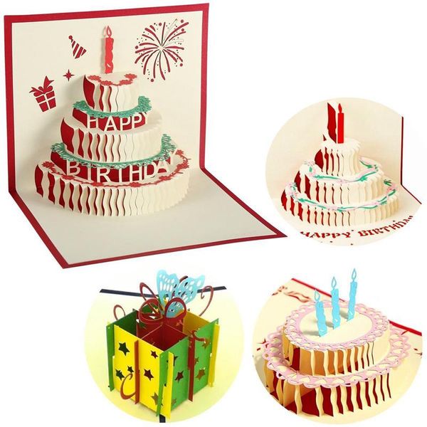 

greeting cards 4 pcs 3d up birthday happy with envelope
