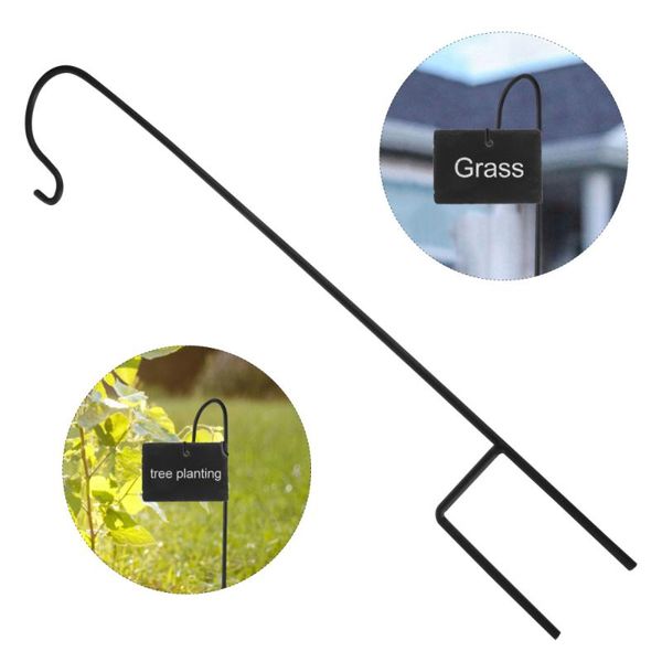 

hooks & rails 5pcs shepherd flowerpot hook useful garden stake pole (black)