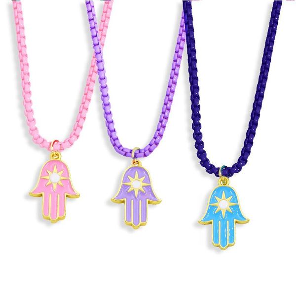 

pendant necklaces gold color trendy fatima's lucky hand multi oil drop necklace for women silver jewelry