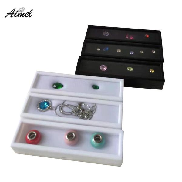 

jewelry pouches, bags wholesale loose diamond display box rectangle gemstone storage case stone ring earring organizer gift 6pcs, Pink;blue