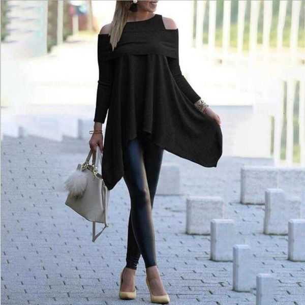 

women's t-shirt autumn long sleeve irregular t shirt elegant off the shoulder slim knitted pullovers oversized cl ujrz, White