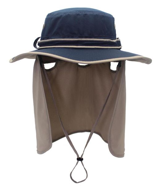 

stingy brim hats connectyle men's women summer quick drying wide uv protection outdoor sun hat with flap neck cover fishing cap, Blue;gray