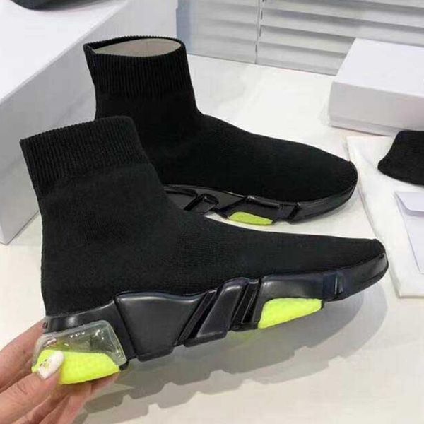 

boots fashion brand trainers slip on knit sock running sports shoes for men high breathable women platform mesh air sole sneakers, Black