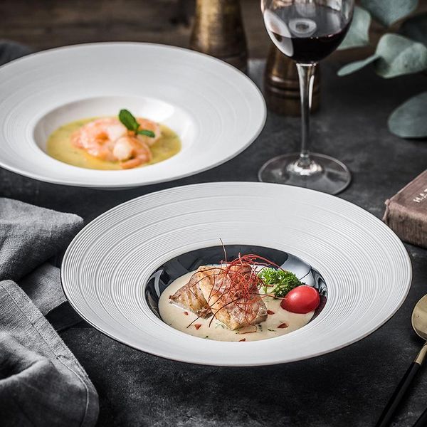 

dishes & plates french deep soup plate creative ceramic straw hat western restaurant back chef serving salad dessert bone china