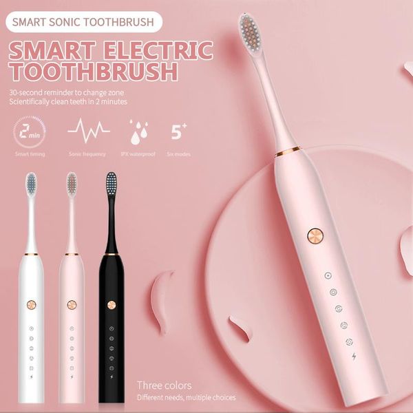 

battery powered electric toothbrush waterproof ultrasonic automatic tooth brush two replacement brushheads tslm1 smart