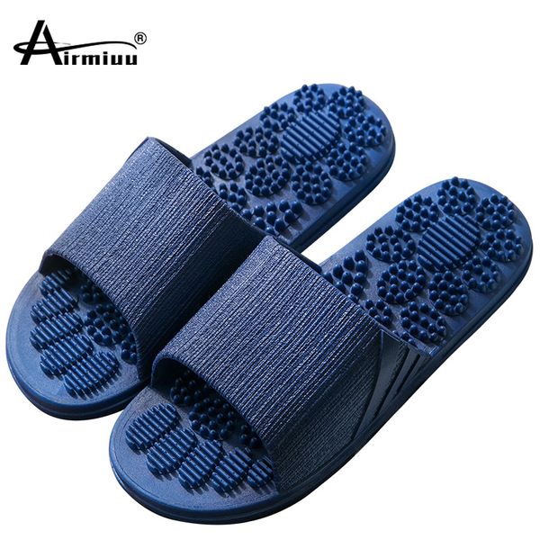 

massage slippers summer men indoor non-slip bathroom flip flops soft bottom couple slippers women massage point home sliders, Black