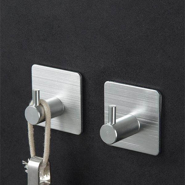 

stainless adhesive hooks wall door clothes coat hat hanger kitchen bathroom rustproof towel accessories & rails