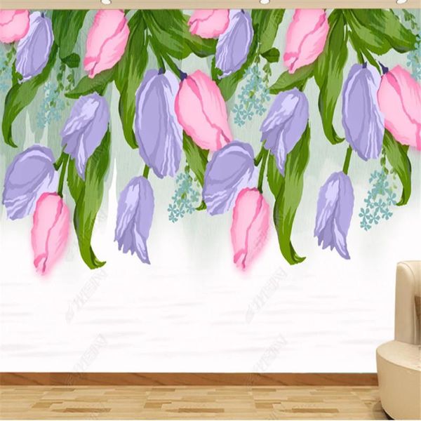 

wallpapers tulip pastoral style small fresh flower wallpaper for living room tv background wall paper home decor mural papel de parede
