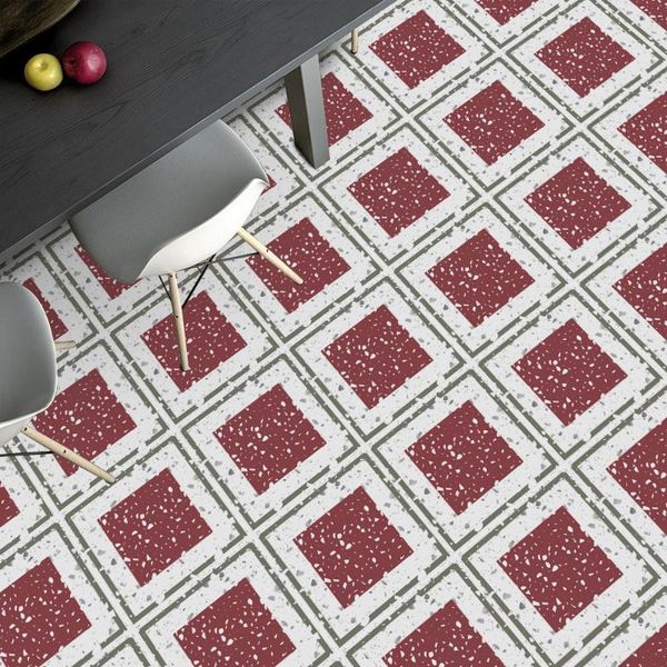 

wall stickers terrazzo floor tile self-adhesive red square combination splicing ground beautifying