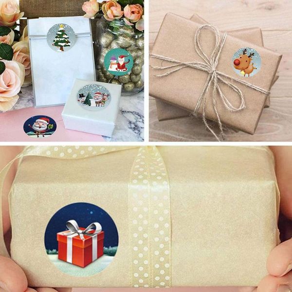 

gift wrap full color printing merry christmas celebration adhesive for friend diameter circle sticker 2.5cm size label sealing