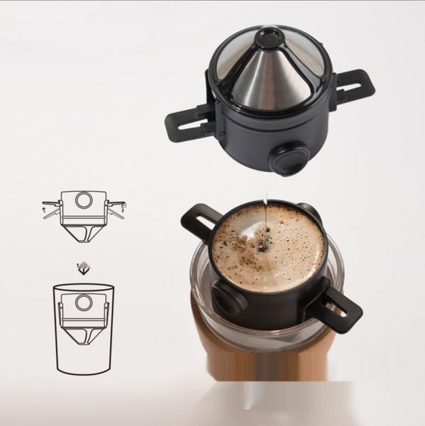 

coffee filters folding hand-washed filter cup paper-stainless steel portable pot appliance