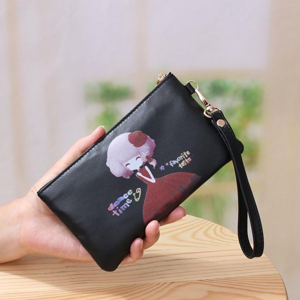 

wallets leather women's bag cute phone girl wallet long multifunction coin purse, Red;black