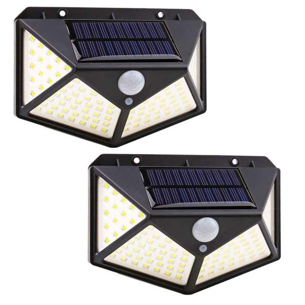 

wall lamp 2pcs 100 led solar light pir motion sensor lights sunlight outdoor lighting waterproof security for garden