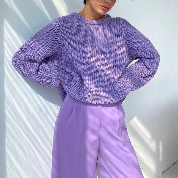 

women's sweaters women pullover solid knitted thickening oversized sweater female round neck long sleeve casual winter clothes loose to, White;black