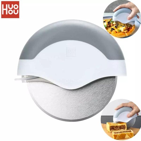 

smart home control huohou pizza cutter stainless steel cake knife wheels scissors kitchen baking tools for pies waffles