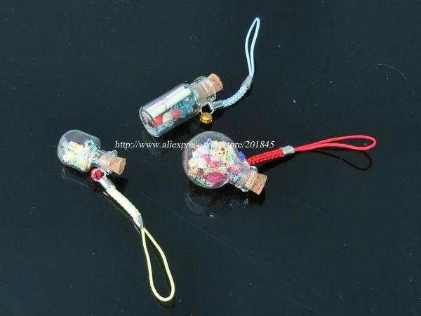

wholesale glass bottle with wood cork pendant decoration long nylon chain necklace lucky wish locket jewelry for women friend storage bottle