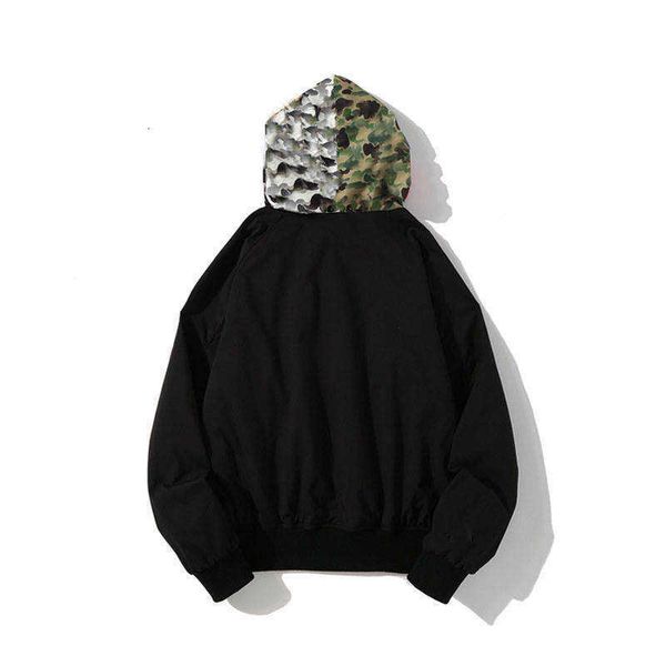 

camo men's hoodies herren bathing shark camouflage ape jackets sweatshirts shark head coat zipper, Black