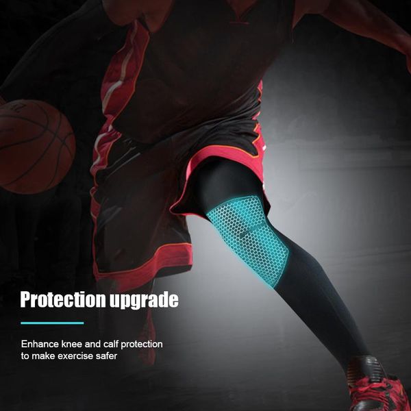 

elbow & knee pads sports compression leg sleeve outdoor basketball football protectors thj99, Black;gray