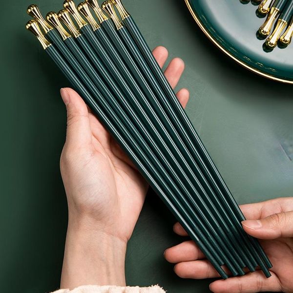 

chopsticks metal modern portable green creative nordic non slip set reuseable safe bacchette home tableware ei50kz