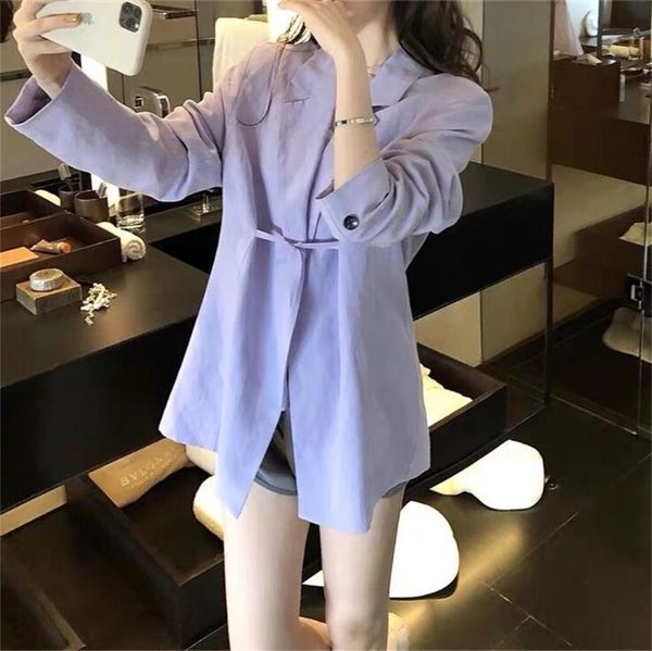 

summer and autumn korean fashion temperament women's thin blazer solid color lapel slim-fit lace-up suits & blazers, White;black