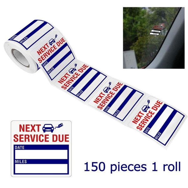 

interior decorations oil change stickers pack reminder service 150pcs/roll 2*2inch