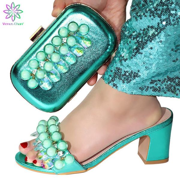 

shoes and bag set african sets 2021 nigerian women wedding with rhinestone designer luxury dress, Black