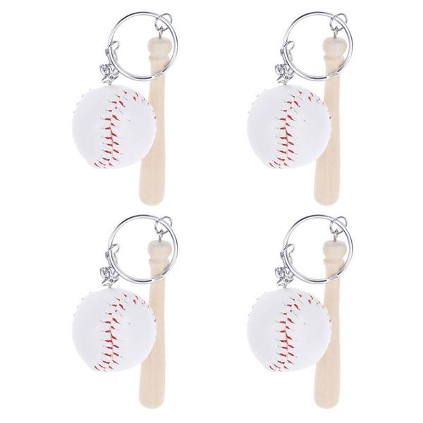 

party favor 4pcs baseball key chains rings charm pendants decorative