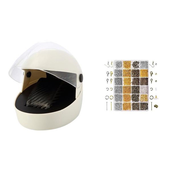 

watch boxes & cases 1 pcs motorcycle helmet shape cuff single storage box white set 2880 pieces of jewelry making repair kit, Black;blue