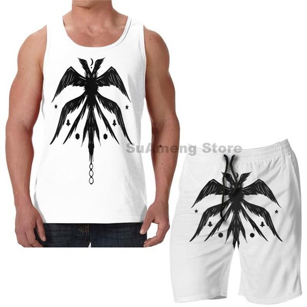 

men's tracksuits summer funny print men tank women urek mazino wolhaiksong beach shorts sets fitness vest, Gray