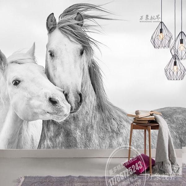 

wallpapers 3d custom animal horse personality simple black and white art wallpaper living room tv background wall dining bedroom mural