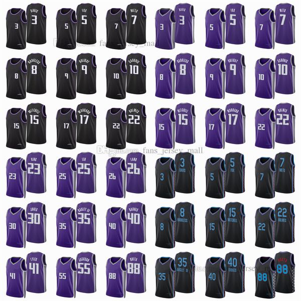 

printed city basketball jerseys 15 mitchell maurice 8 harkless terence 3 davis alex 25 len donte 0 divincenzo trey 41 lyles damian 30 jones, Black;red