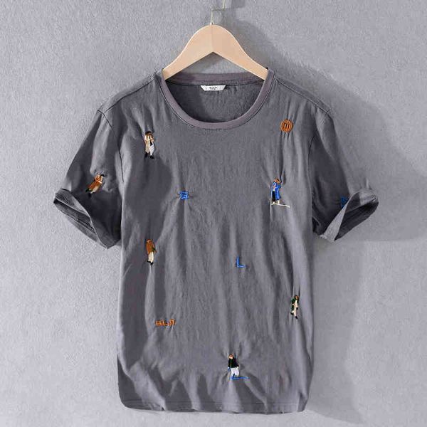 

men's t-shirts embroidered short sleeve summer t-shirt gray round neck t shirt for men casual patchwork tshirt mens italy brand overhem, White;black