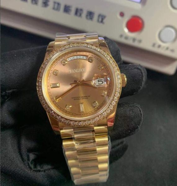 

wristwatches bp factory luxury wristwtaches diamond bezel 40mm r228348 rose gold dial automatic fashion men's watches, Slivery;brown