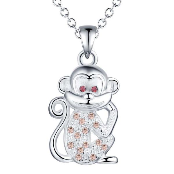 

pendant necklaces silver color zodiac monkey necklace with zircon jewelry cute birthday gift for boys and girls an1725