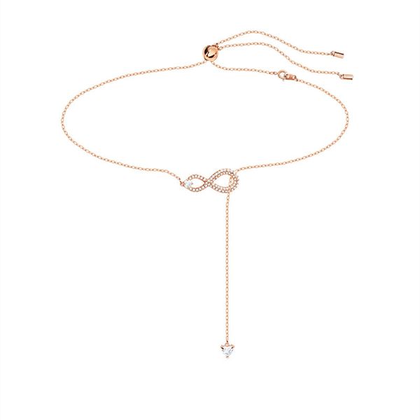 

diamond inlaid y-shaped eternal love tassel necklace female swarovski element crystal pendant necklaces elegant temperament, Silver