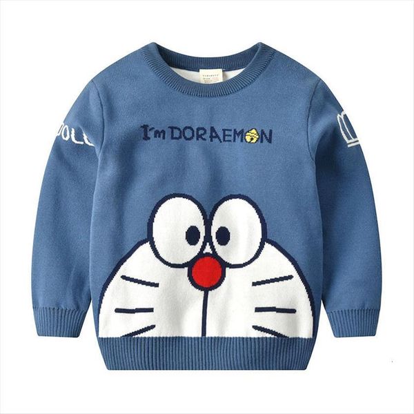 

baby boys girls autumn winter sweaters children doraemon fashion cartoon embroidery thickening wool sweater coat kids clothes, Blue