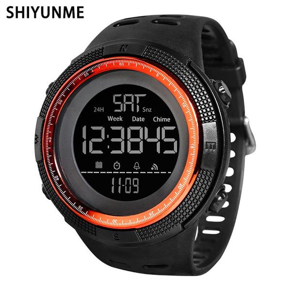 

wristwatches shiyunme men watches sports countdown double time watch alarm chrono digital man clock waterproof relogio masculino, Slivery;brown