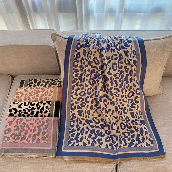 

scarf neckerchief scarves korean dongdamen women's imitation cashmere decoration double-sided leopard shawl personality long bib to kee, Blue;gray