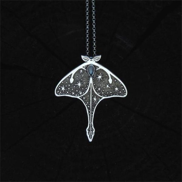 

pendant necklaces wholesale vintage starry sky moth mysterious crystal necklace charm for woman party jewelry accessories, Silver
