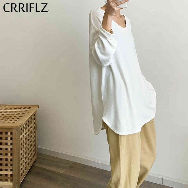 

autumn o-neck casual t shirt women solid full sleeve cotton crriflz 210520, White