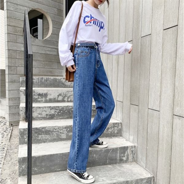 

women's jeans woman gray high-waisted jeans fall for long-legged clothes denim blue streetwear vintage pants z7ns