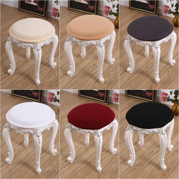 

chair covers 1/2pc round stool cover bar seat office elastic anti-dirty dress up solid color protector for make table