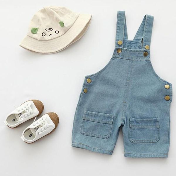 

pockets design girls denim shorts summer casual cowboy suspender jeans for toddler short pants children, Black