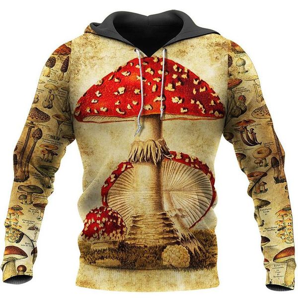 

men's hoodies & sweatshirts beautiful mushroom 3d fully printed and women's casual zip hoodie sweatshirt fall/winter fashion pullo, Black