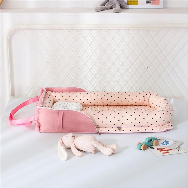 

baby cribs cross border portable bed, middle back, storage, isolation and protection, removable, washable, shaped pillow, box bag