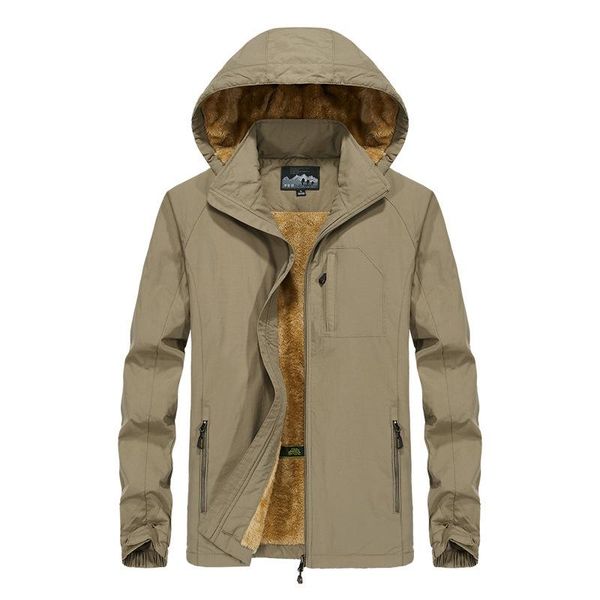 

men's jackets autumn windbreaker jacket plus velvet warm hooded casual, Black;brown