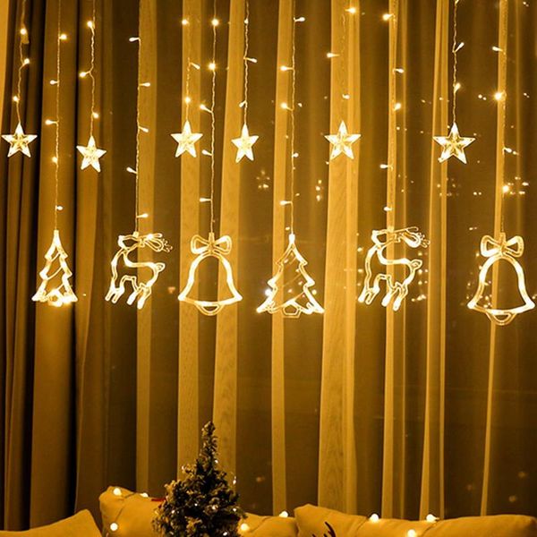Elk bell cordas de natal luz guirlanda feliz natal decoração para casa ornamentos noel presentes de natal feliz ano novo d2.0